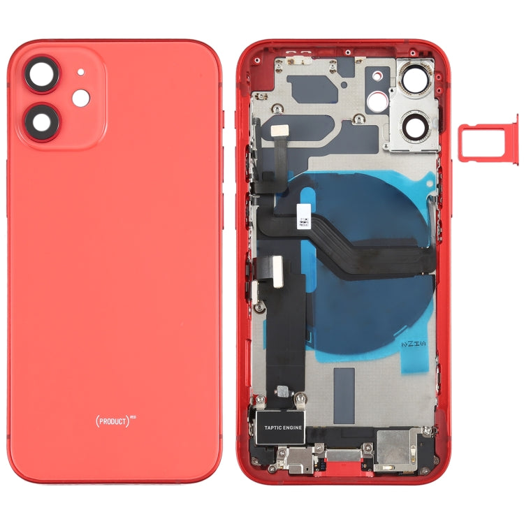 Battery Back Cover Assembly (with Side Keys & Speaker Ringer Buzzer & Motor & Camera Lens & Card Tray & Power Button + Volume Button + Charging Port & Wireless Charging Module) for iPhone 12 Mini