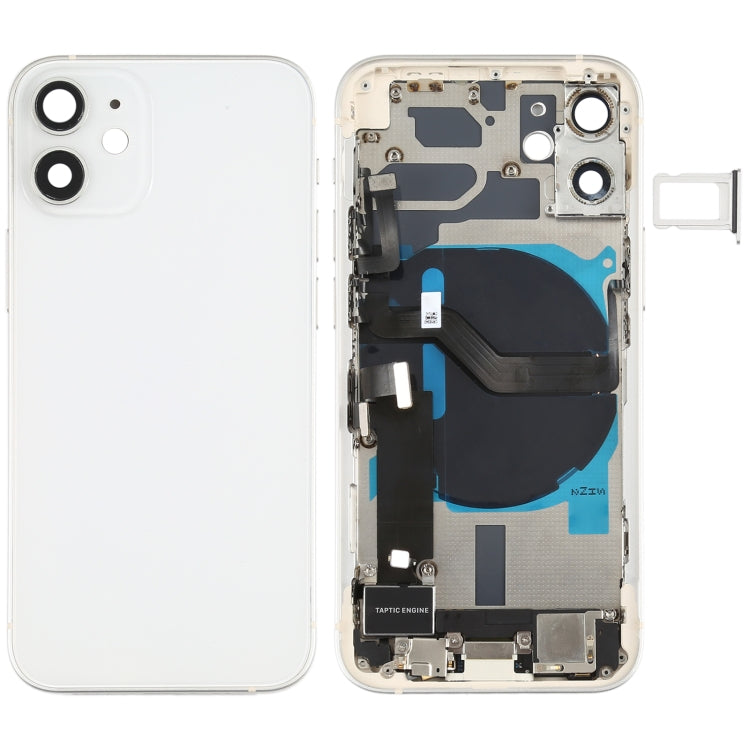 Battery Back Cover Assembly (with Side Keys & Speaker Ringer Buzzer & Motor & Camera Lens & Card Tray & Power Button + Volume Button + Charging Port & Wireless Charging Module) for iPhone 12 Mini