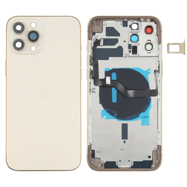 Battery Back Cover (with Side Keys & Card Tray & Power + Volume Flex Cable & Wireless Charging Module) for iPhone 12 Pro Max