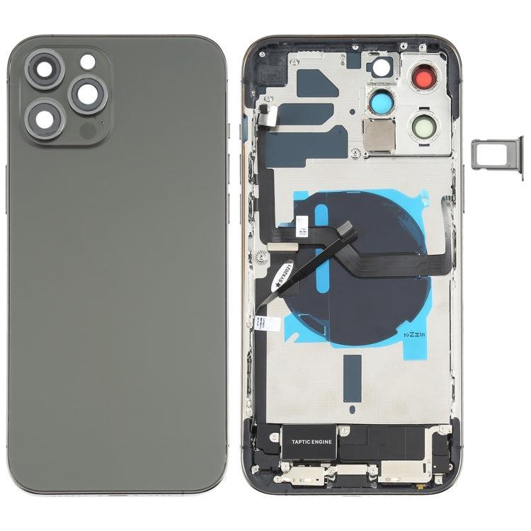 Battery Back Cover Assembly (with Side Keys & Speaker Ringer Buzzer & Motor & Camera Lens & Card Tray & Power Button + Volume Button + Charging Port & Wireless Charging Module) for iPhone 12 Pro Max