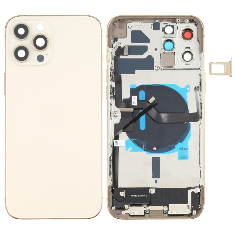 Battery Back Cover Assembly (with Side Keys & Speaker Ringer Buzzer & Motor & Camera Lens & Card Tray & Power Button + Volume Button + Charging Port & Wireless Charging Module) for iPhone 12 Pro Max