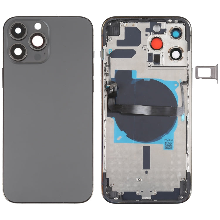 For iPhone 13 Pro Max Battery Back Cover with Side Keys & Card Tray & Power + Volume Flex Cable & Wireless Charging Module