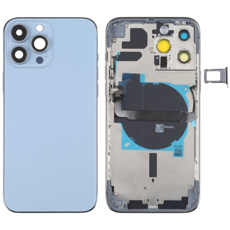 For iPhone 13 Pro Max Battery Back Cover with Side Keys & Card Tray & Power + Volume Flex Cable & Wireless Charging Module