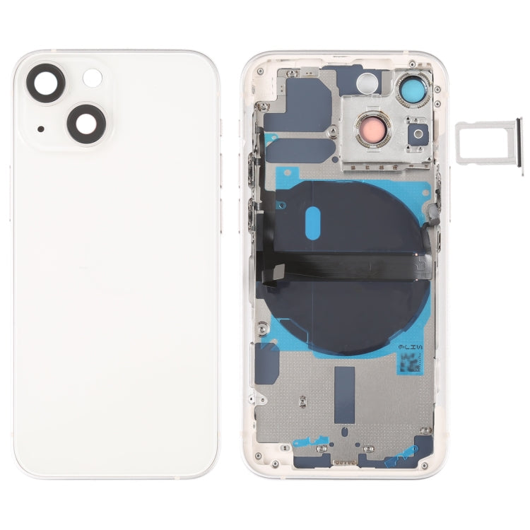 For iPhone 13 mini Battery Back Cover with Side Keys & Card Tray & Power + Volume Flex Cable & Wireless Charging Module