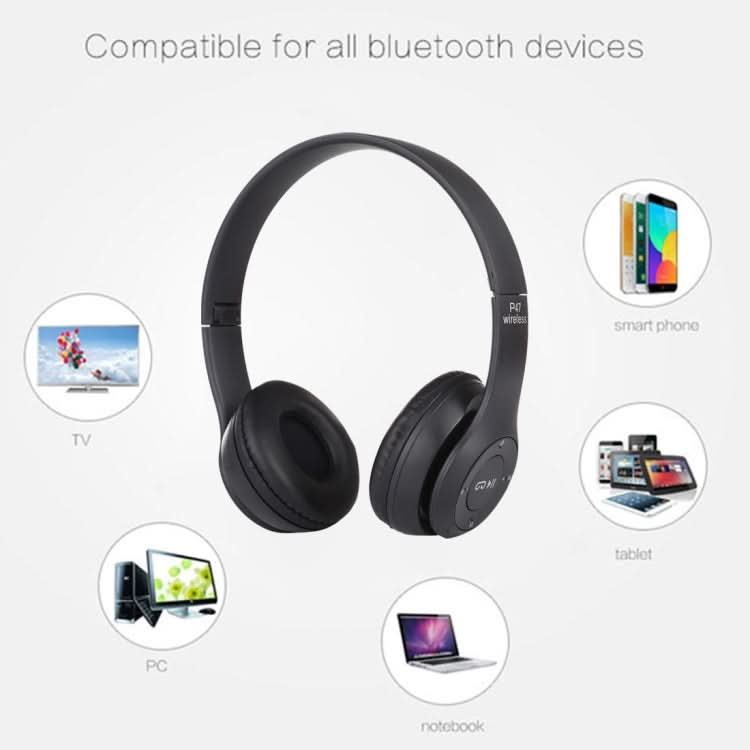 P47 Foldable Wireless Bluetooth Headphone with 3.5mm Audio Jack, Support MP3 / Call