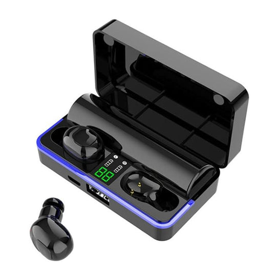 W12 IPX6 Waterproof Bluetooth 5.0 Touch Wireless Bluetooth Earphone with Charging Box, Support Power Digital Display & Breathing Light Bar & HD Call & Power Bank