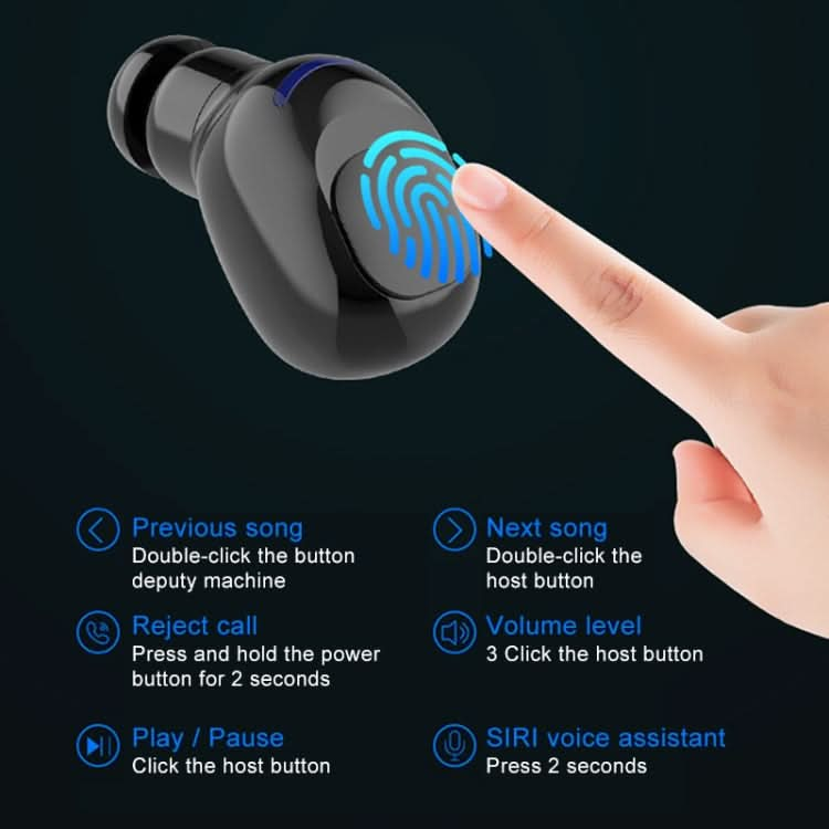 W12 IPX6 Waterproof Bluetooth 5.0 Touch Wireless Bluetooth Earphone with Charging Box, Support Power Digital Display & Breathing Light Bar & HD Call & Power Bank