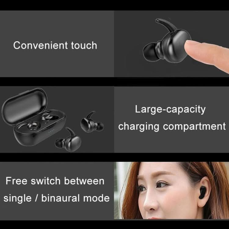 TWS-4 IPX5 Waterproof Bluetooth 5.0 Touch Wireless Bluetooth Earphone with Charging Box, Support HD Call & Voice Prompts