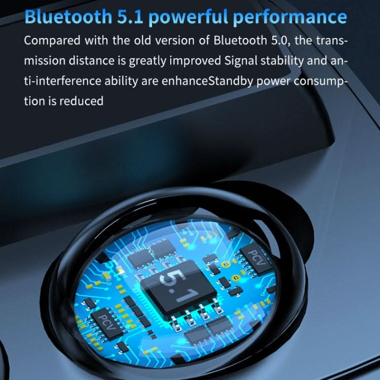 M9 Bluetooth 5.1 TWS Mirror Digital Display Wireless Bluetooth Earphone with Charging Box Flashlight , Support Touch & Siri & Battery Display