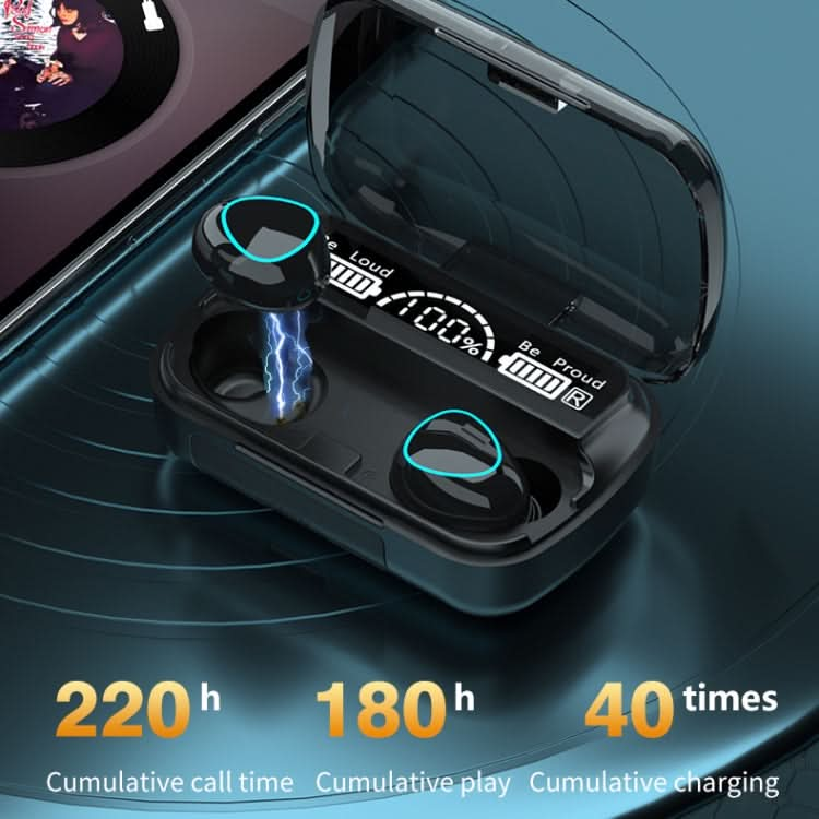 M10 Bluetooth 5.1 TWS Digital Display Wireless Bluetooth Earphone with Charging Box, Support Touch & Siri & Battery Display