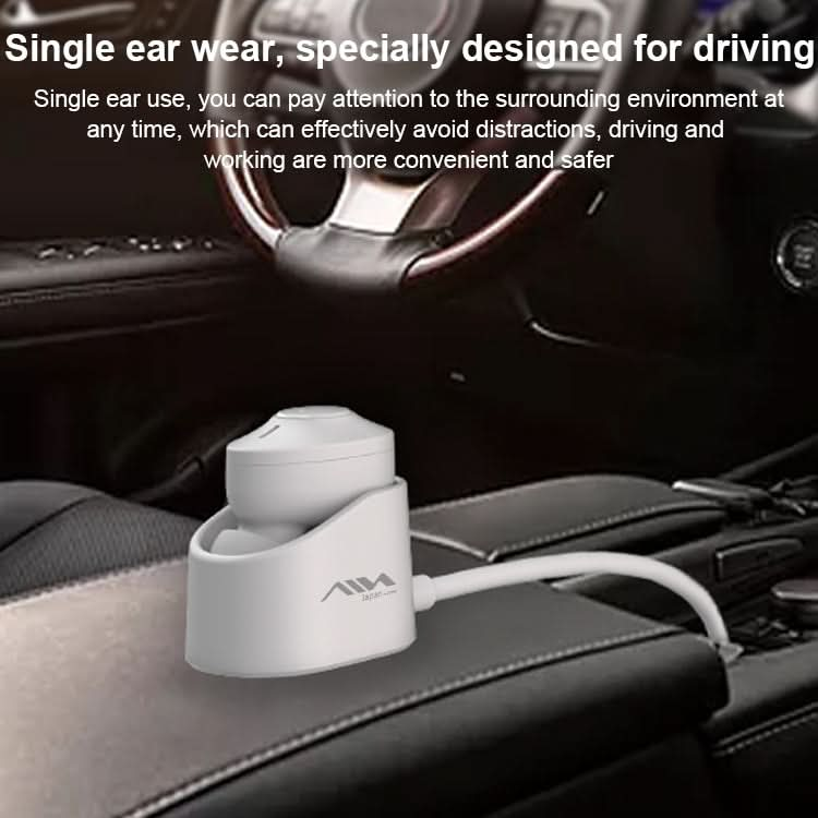 AIN MK-X18S USB Car Single Wireless Bluetooth Earphone with Charging Box, Support HD Call & Siri & Automatic Pairing