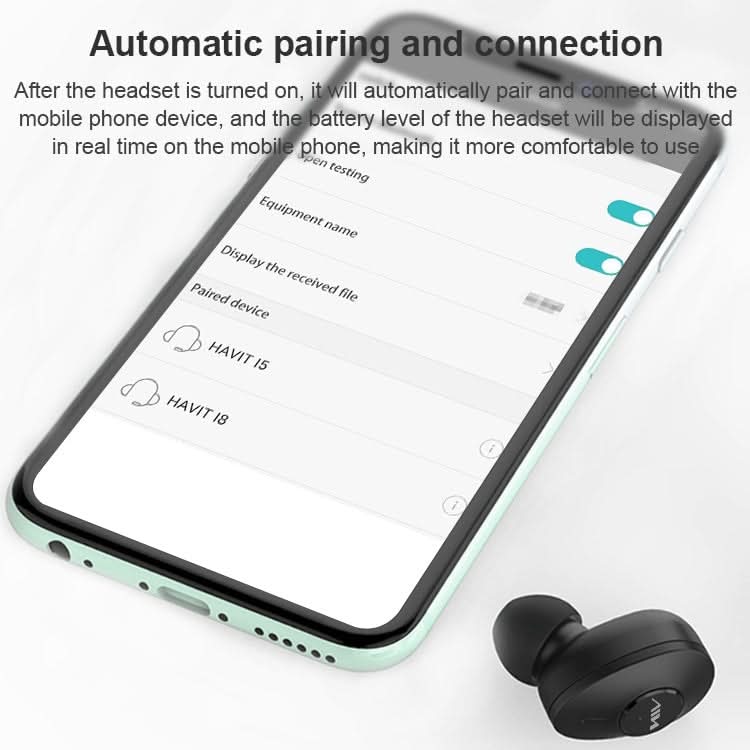 AIN MK-X18S USB Car Single Wireless Bluetooth Earphone with Charging Box, Support HD Call & Siri & Automatic Pairing