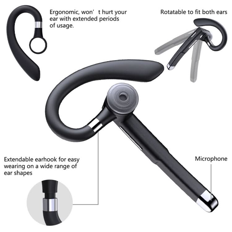 YYK-520 Single Rotatable Earhook Noise Cancelling Wireless Bluetooth Earphone, Specification: Simplified Version