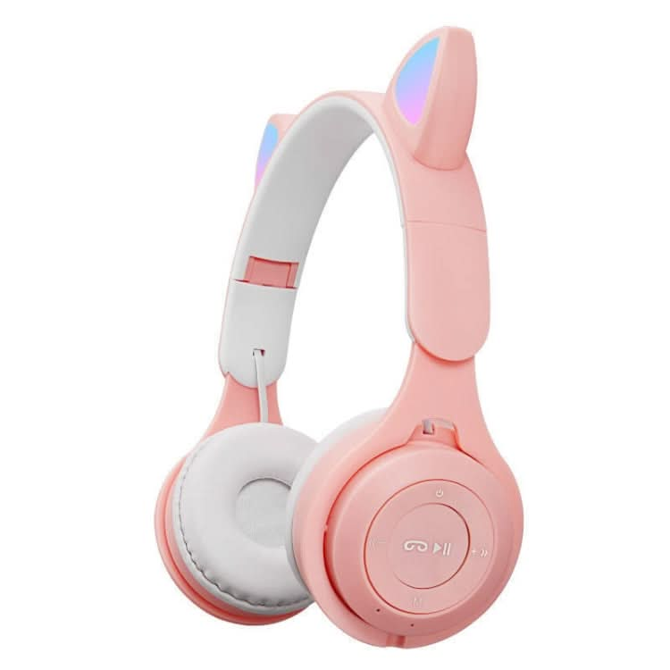 M6 Luminous Cat Ears Two-color Foldable Bluetooth Headset with 3.5mm Jack & TF Card Slot