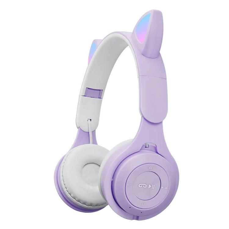 M6 Luminous Cat Ears Two-color Foldable Bluetooth Headset with 3.5mm Jack & TF Card Slot