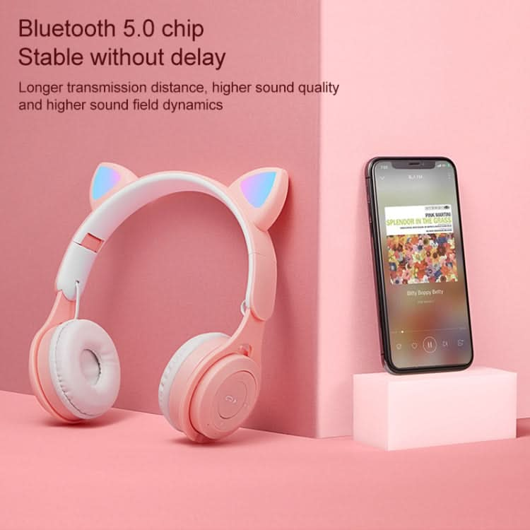 M6 Luminous Cat Ears Two-color Foldable Bluetooth Headset with 3.5mm Jack & TF Card Slot