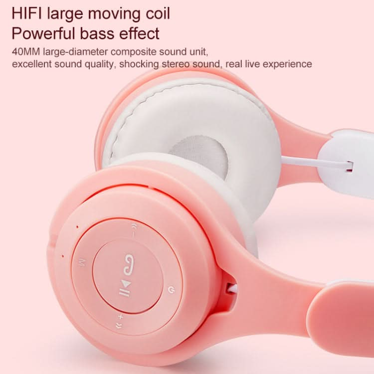 M6 Luminous Cat Ears Two-color Foldable Bluetooth Headset with 3.5mm Jack & TF Card Slot