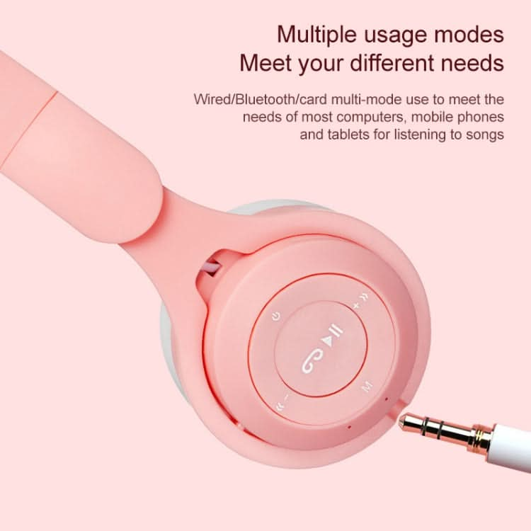 M6 Luminous Cat Ears Two-color Foldable Bluetooth Headset with 3.5mm Jack & TF Card Slot