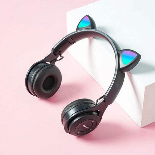 M6 Luminous Cat Ears Pure-color Foldable Bluetooth Headset with 3.5mm Jack & TF Card Slot