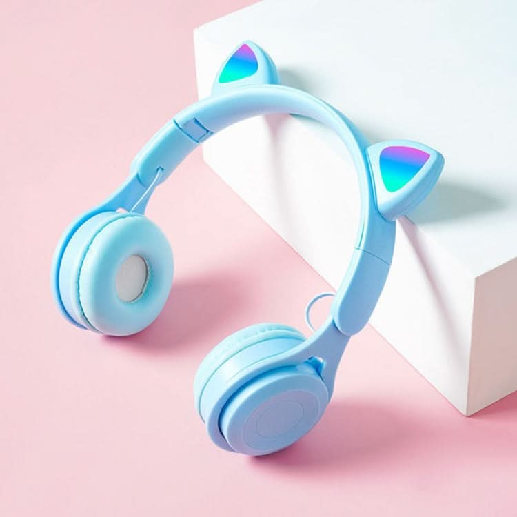 M6 Luminous Cat Ears Pure-color Foldable Bluetooth Headset with 3.5mm Jack & TF Card Slot