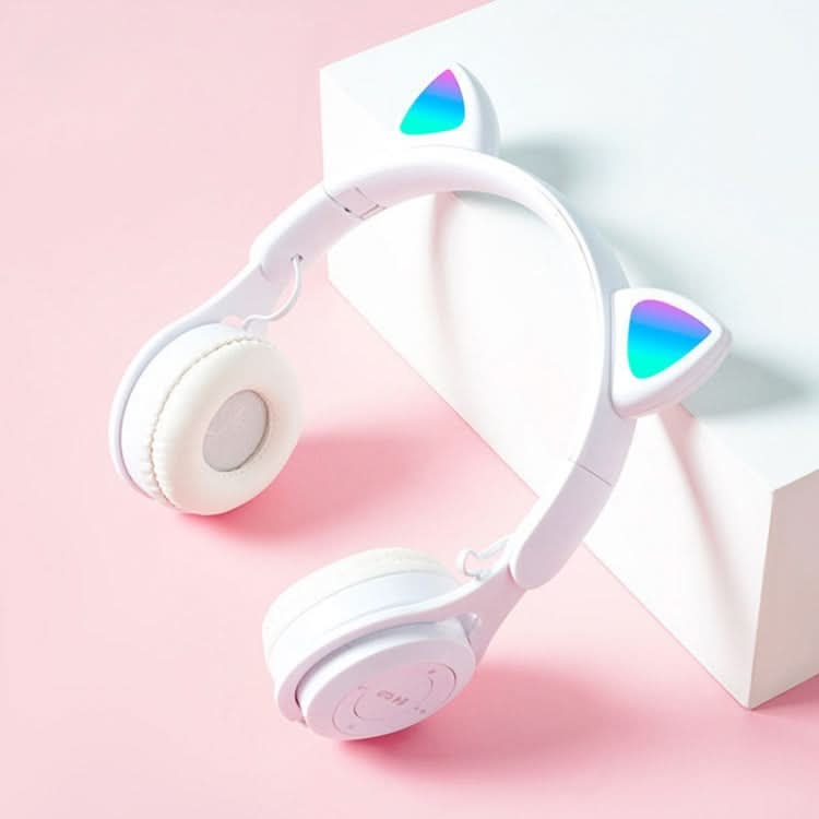 M6 Luminous Cat Ears Pure-color Foldable Bluetooth Headset with 3.5mm Jack & TF Card Slot