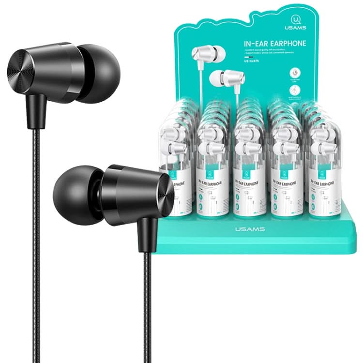 30 PCS USAMS EP-42 3.5mm Plating Metal In-ear Wired Earphone, Length: 1.2m, Test Tube Packaging