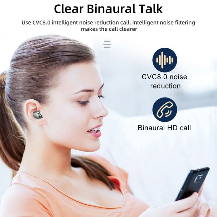 F9-5C Four-bar Breathing Light + Digital Display Noise Reduction Bluetooth Earphone