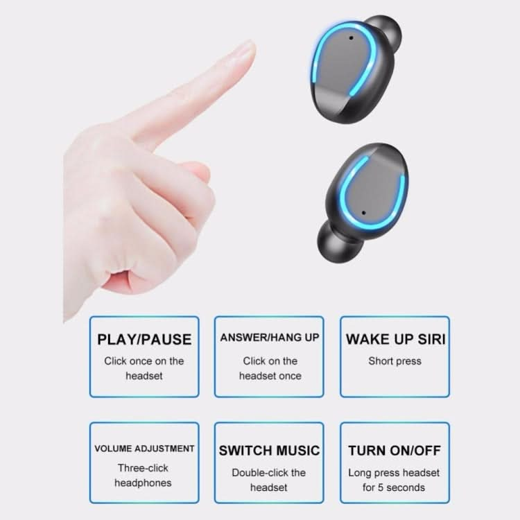 F9-5U Four-bar Breathing Light + Digital Display Noise Reduction Touch Bluetooth Earphone with Charging Box