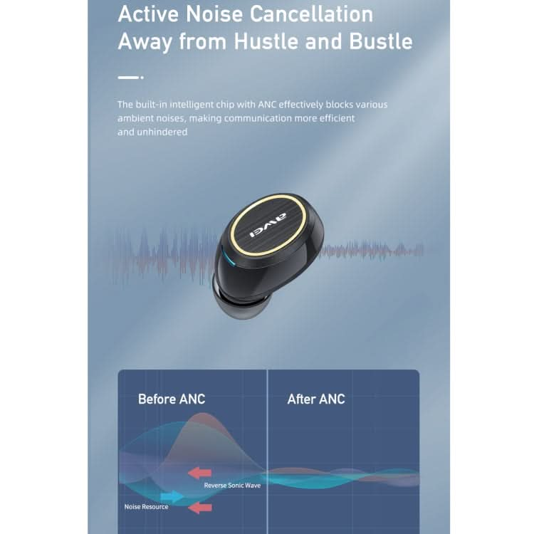 awei TA3 Bluetooth 5.0 ANC Active Noise Reduction Wireless Bluetooth Earphone