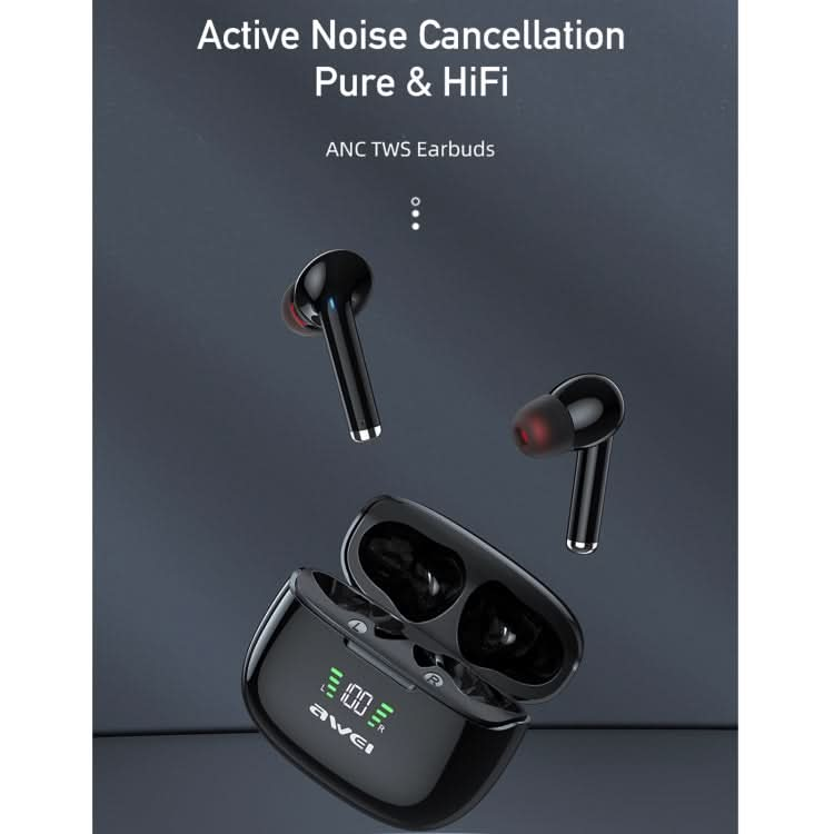 awei TA8 Bluetooth 5.2 ANC Active Noise Reduction Wireless Bluetooth Earphone