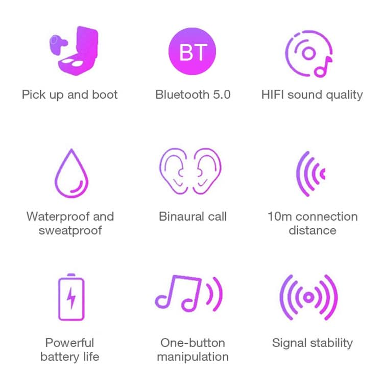 DT-5 IPX Waterproof Bluetooth 5.0 Wireless Bluetooth Earphone with Magnetic Charging Box, Support Call & Power Bank Function