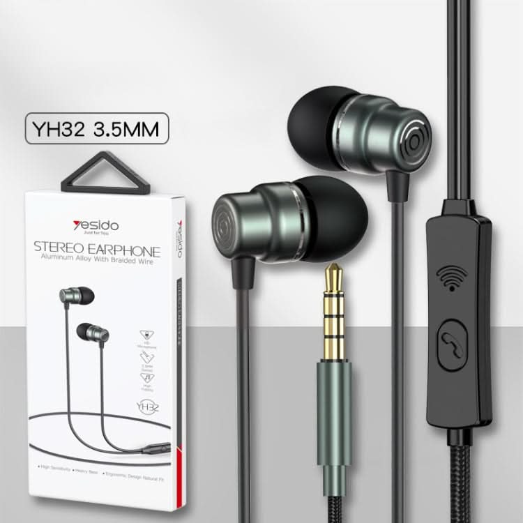 Yesido YH32 3.5mm In-Ear Wired Earphone, Length: 1.2m