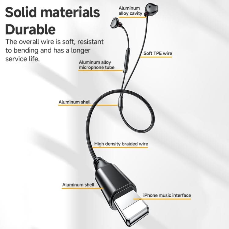 Yesido YH48 8 Pin Metal Line-Control In-Ear Wired Earphone, Length: 1.2m