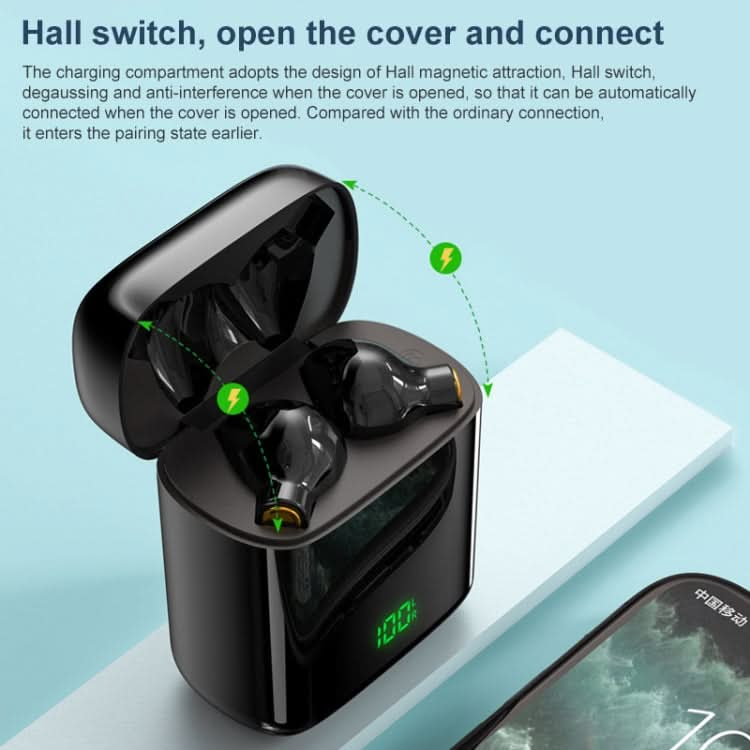 F730 TWS IPX4 Waterproof Digital Display Half in-ear Bluetooth Earphone