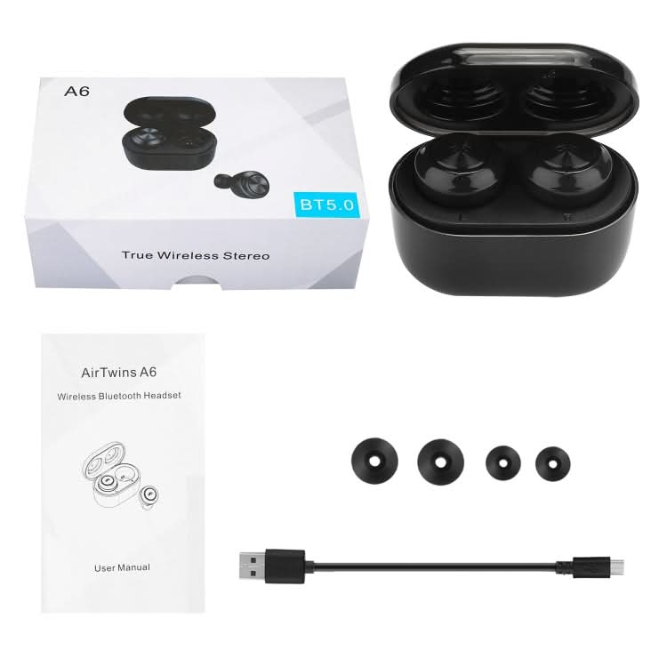 BTH-A6 Wireless Bluetooth 5.0 Earphone with Magnetic Charging Box