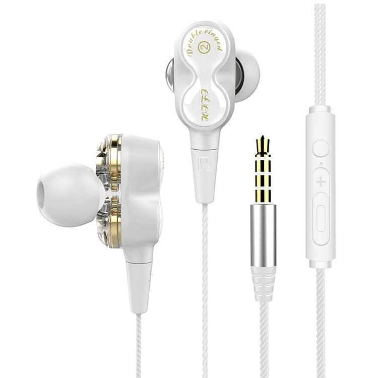 D12 1.2m Wired In Ear 3.5mm Interface Stereo Wire-Controlled HIFI Earphones Dual-motion Loop Running Game Music Headset With Packaging