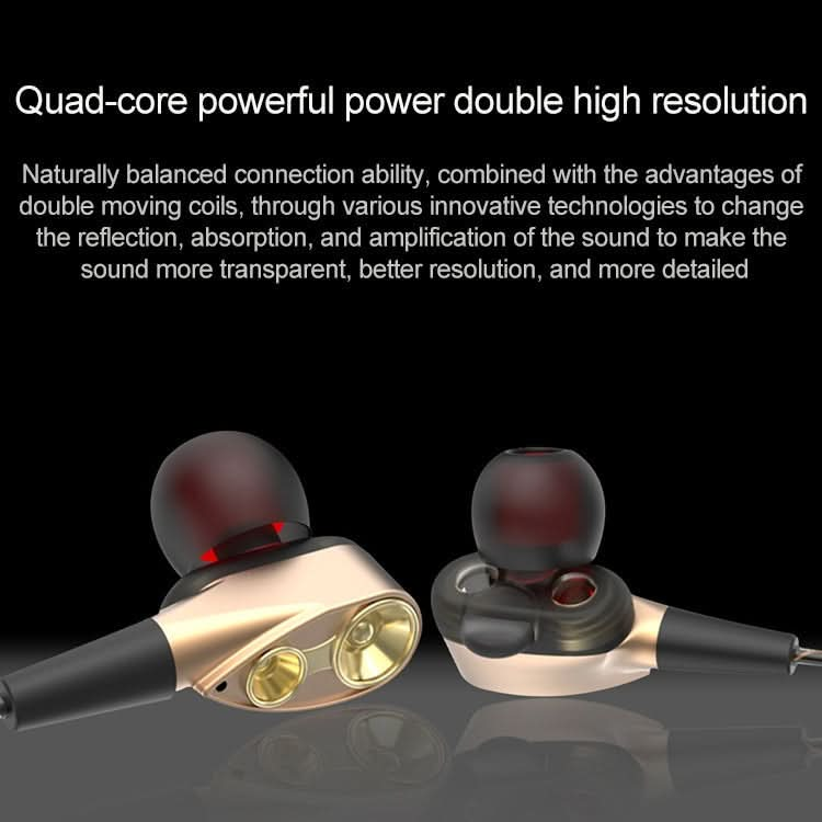 D12 1.2m Wired In Ear 3.5mm Interface Stereo Wire-Controlled HIFI Earphones Dual-motion Loop Running Game Music Headset With Packaging