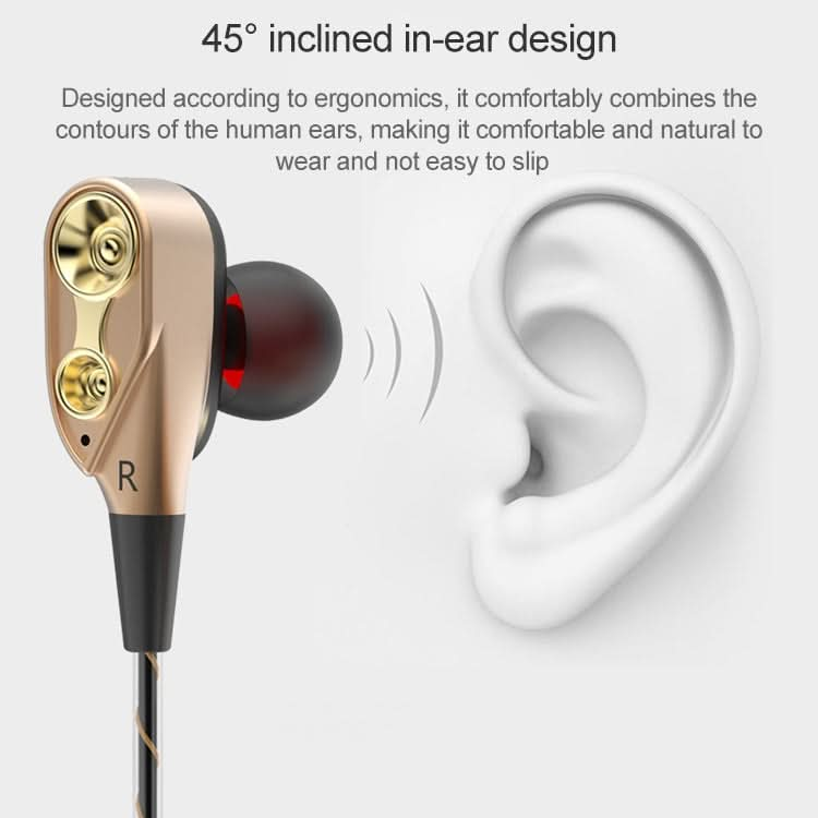 D12 1.2m Wired In Ear 3.5mm Interface Stereo Wire-Controlled HIFI Earphones Dual-motion Loop Running Game Music Headset With Packaging