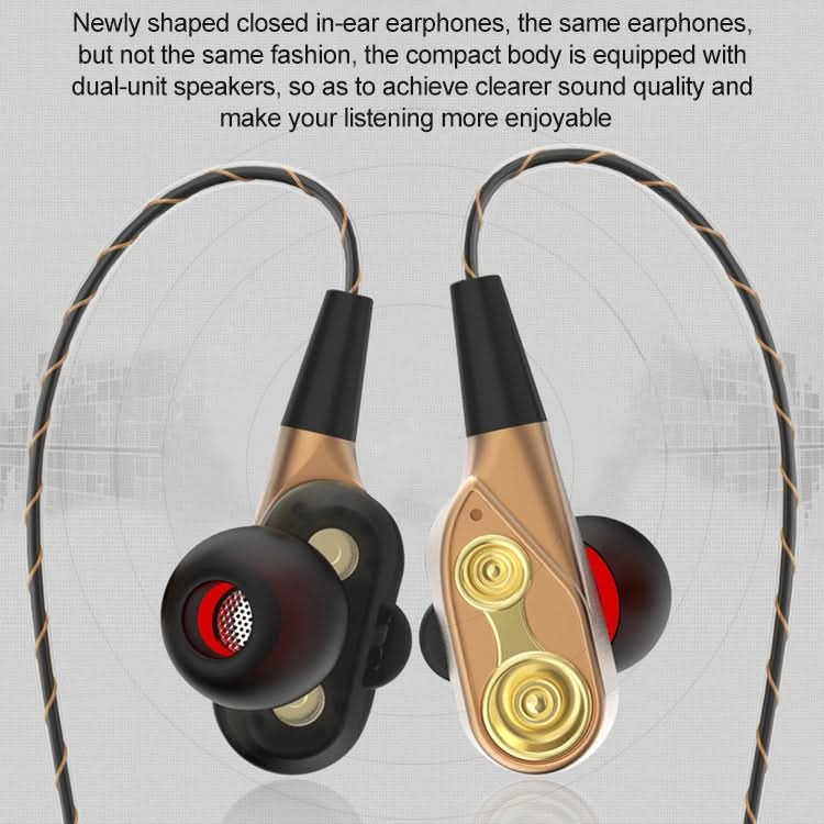 D12 1.2m Wired In Ear 3.5mm Interface Stereo Wire-Controlled HIFI Earphones Dual-motion Loop Running Game Music Headset With Packaging