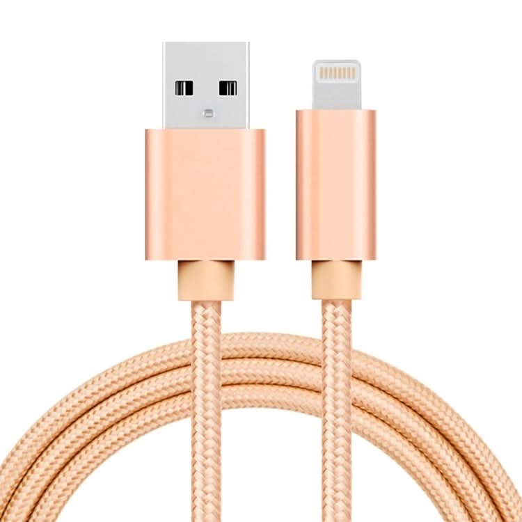 3A Woven Style Metal Head 8 Pin to USB Charge Data Cable, Cable Length: 1m