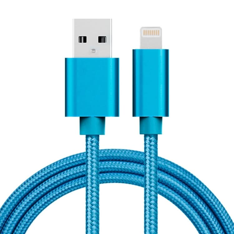 3A Woven Style Metal Head 8 Pin to USB Charge Data Cable, Cable Length: 1m