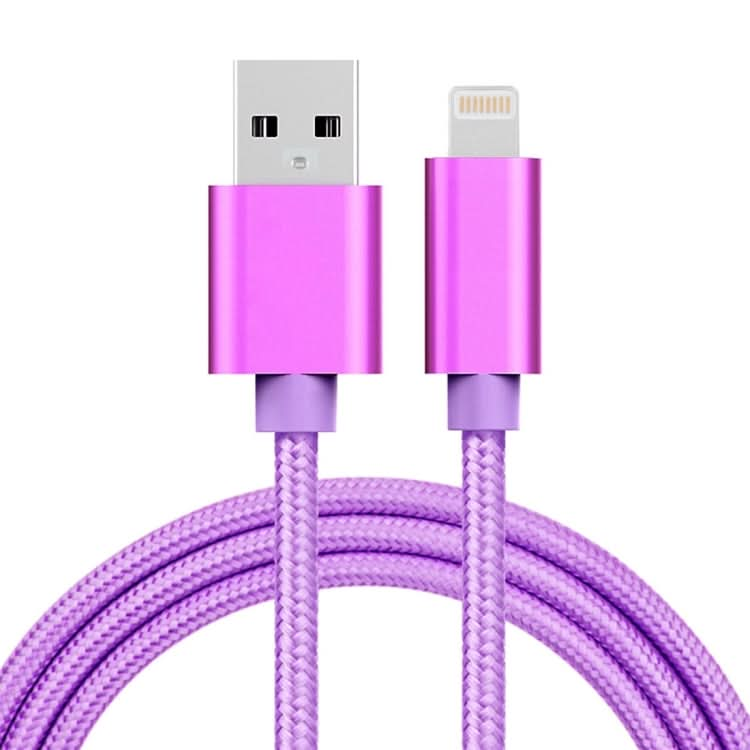 3A Woven Style Metal Head 8 Pin to USB Charge Data Cable, Cable Length: 1m