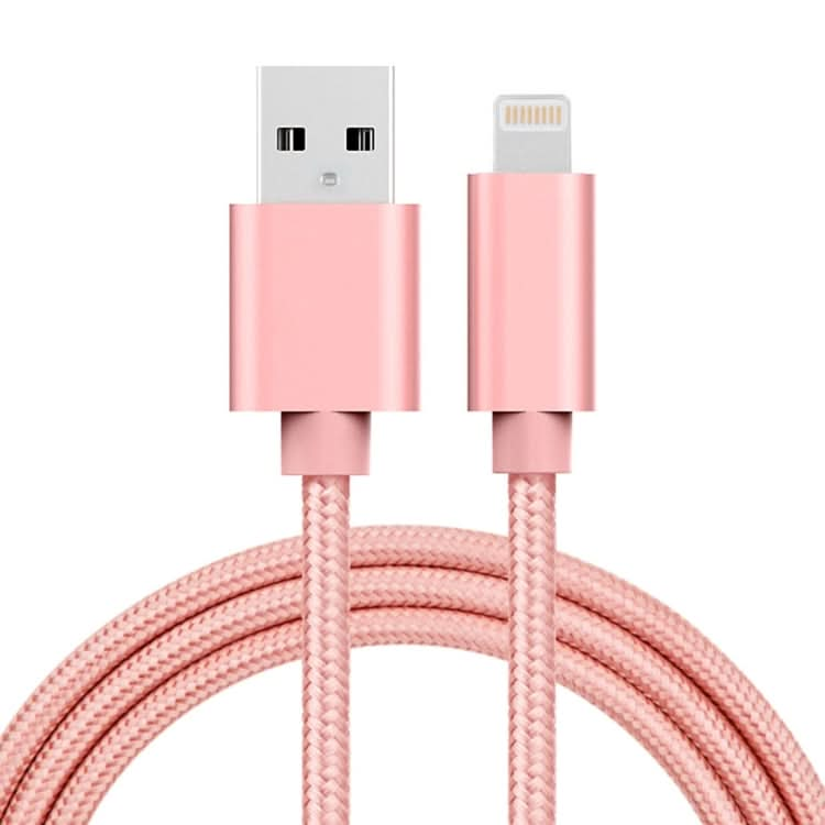 3A Woven Style Metal Head 8 Pin to USB Charge Data Cable, Cable Length: 1m