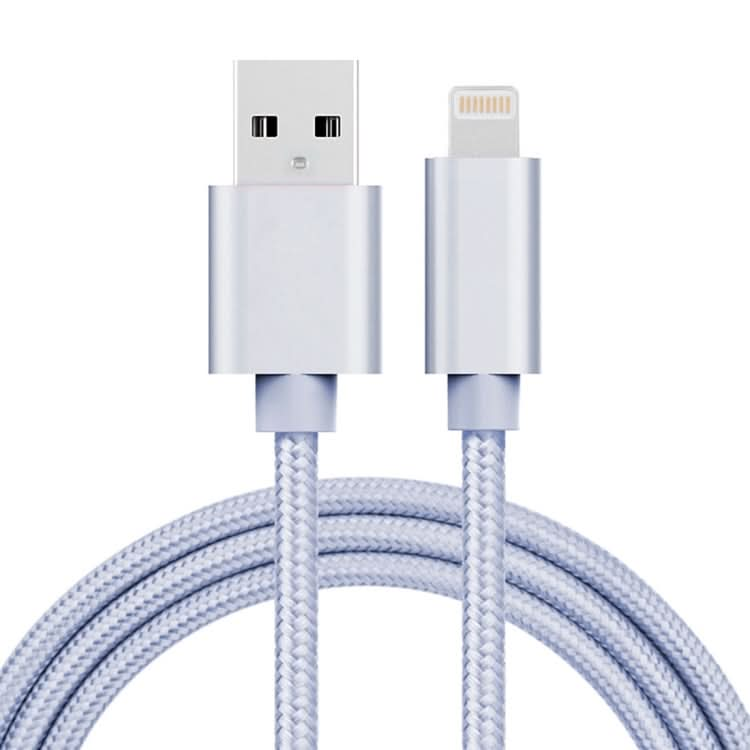 3A Woven Style Metal Head 8 Pin to USB Charge Data Cable, Cable Length: 1m