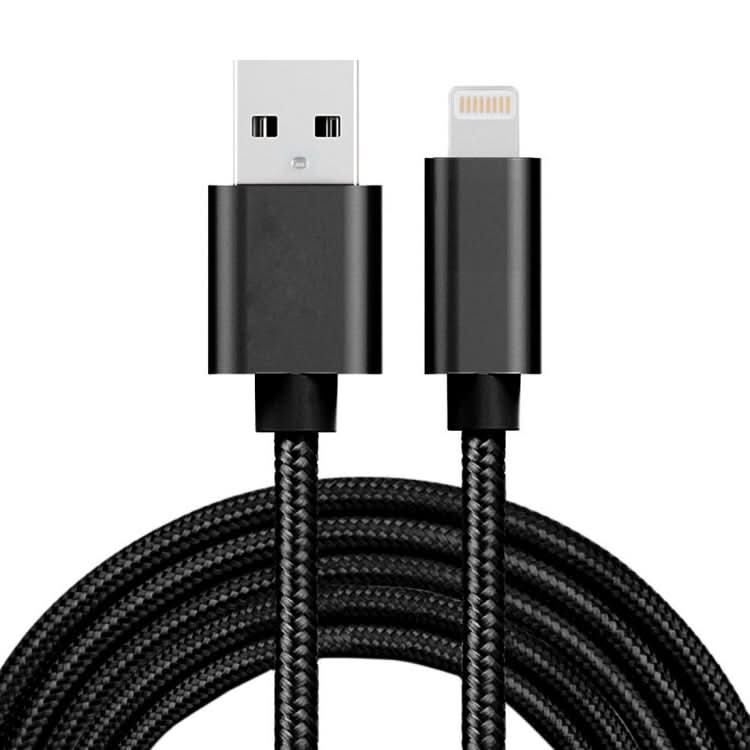 3A Woven Style Metal Head 8 Pin to USB Charge Data Cable, Cable Length: 2m