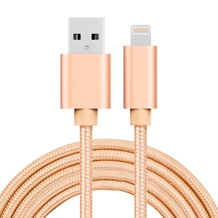 3A Woven Style Metal Head 8 Pin to USB Charge Data Cable, Cable Length: 2m