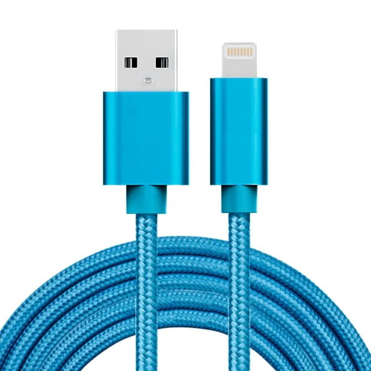 3A Woven Style Metal Head 8 Pin to USB Charge Data Cable, Cable Length: 2m