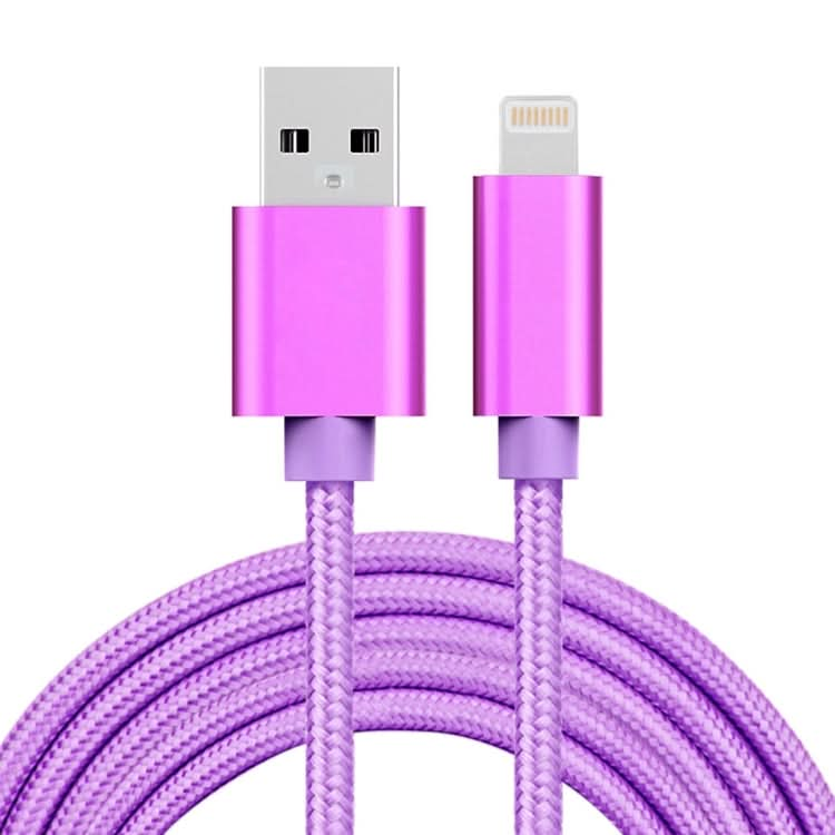 3A Woven Style Metal Head 8 Pin to USB Charge Data Cable, Cable Length: 2m