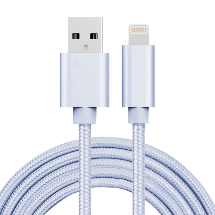 3A Woven Style Metal Head 8 Pin to USB Charge Data Cable, Cable Length: 2m