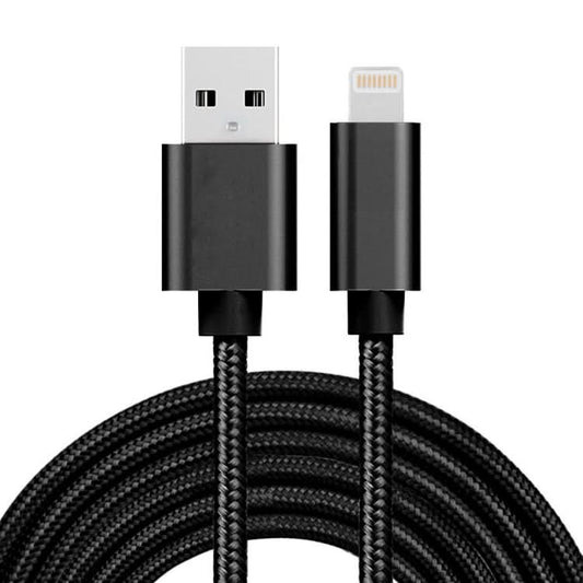 3m 3A Woven Style Metal Head 8 Pin to USB Data / Charger Cable